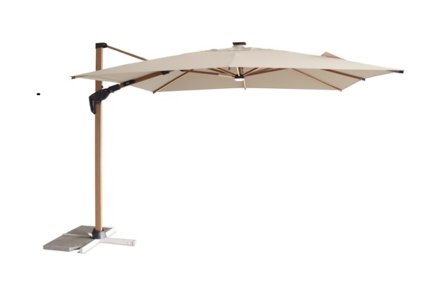 Roma parasol Ø3,5m sandfarvet med lys