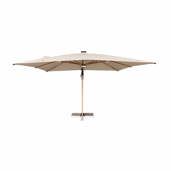 Roma parasol 3x3m sandfarvet med lys