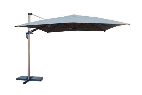 Roma parasol 3x3m grå med lys