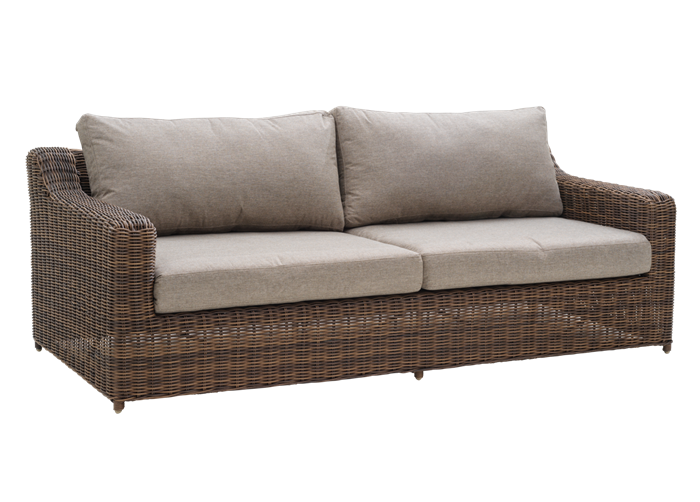 Glendon sofa brun med all weather hynder. 3 Pers.