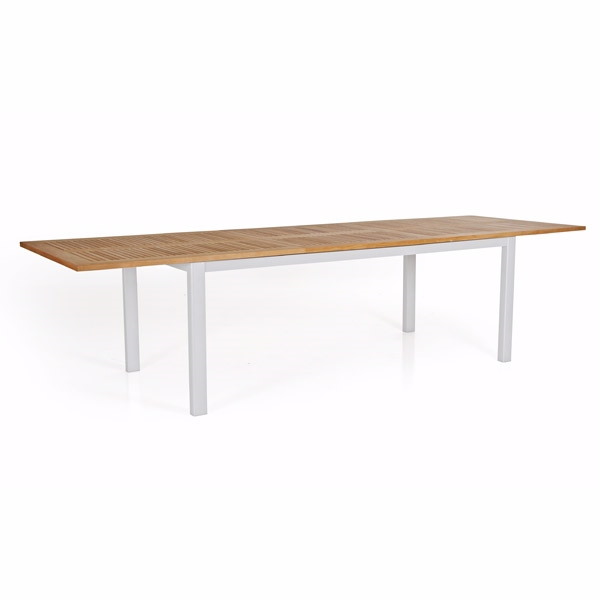 Lyon  teak bord 224 / 304 cm lysegråt